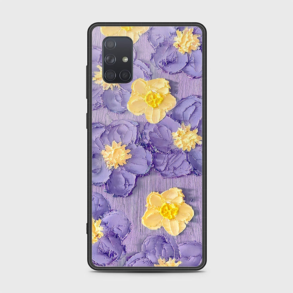 Samsung Galaxy A71 Cover - Floral Series - Design 8 - Pink & Yellow - HQ Ultra Shine Premium Infinity Glass Soft Silicon Borders Case