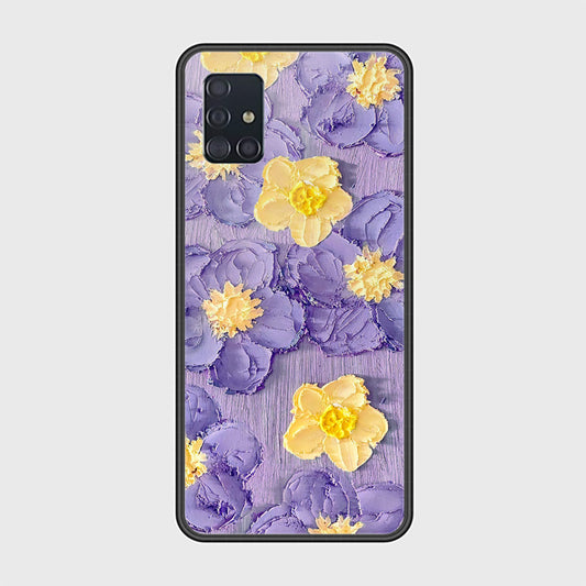 Samsung Galaxy A51 Cover - Floral Series - Design 8 - Pink & Yellow - HQ Ultra Shine Premium Infinity Glass Soft Silicon Borders Case