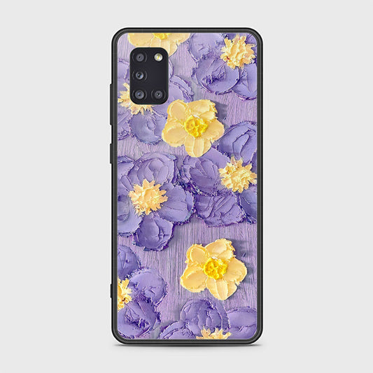 Samsung Galaxy A31 Cover - Floral Series - Design 8 - Pink & Yellow - HQ Ultra Shine Premium Infinity Glass Soft Silicon Borders Case