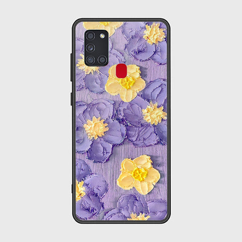 Samsung Galaxy A21s Cover - Floral Series - Design 8 - Pink & Yellow - HQ Ultra Shine Premium Infinity Glass Soft Silicon Borders Case