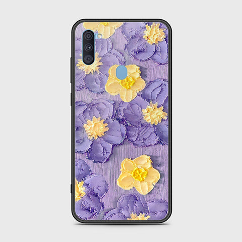 Samsung Galaxy M11 Cover - Floral Series - Design 8 - Pink & Yellow - HQ Ultra Shine Premium Infinity Glass Soft Silicon Borders Case