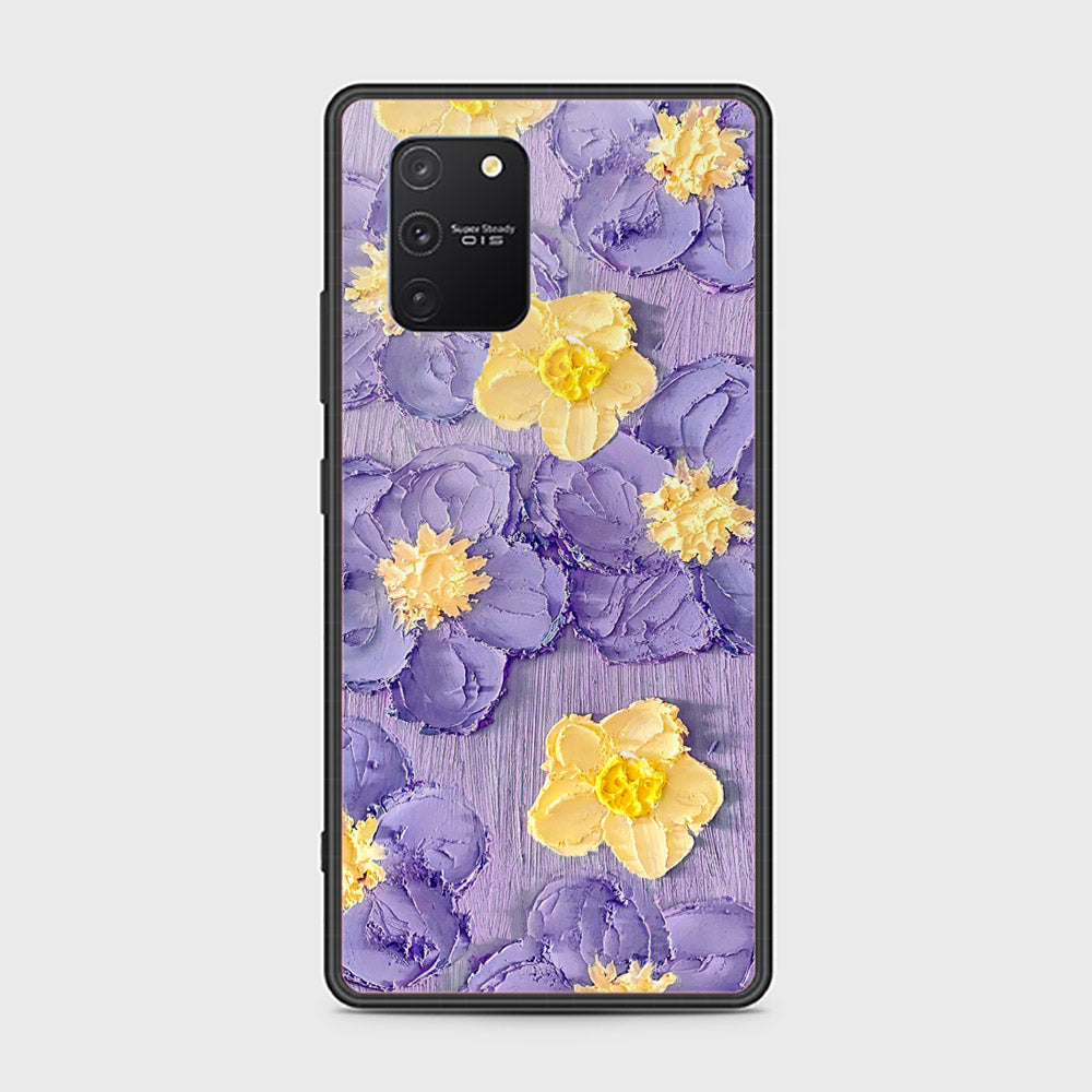 Samsung Galaxy A91 Cover - Floral Series - Design 8 - Pink & Yellow - HQ Ultra Shine Premium Infinity Glass Soft Silicon Borders Case