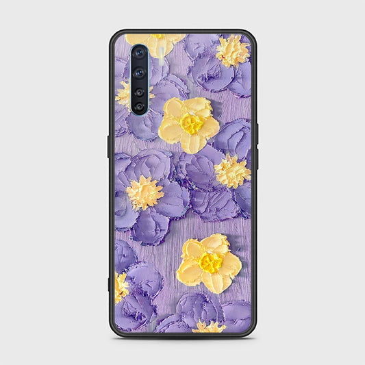 Oppo A91 Cover - Floral Series - Design 8 - Pink & Yellow - HQ Ultra Shine Premium Infinity Glass Soft Silicon Borders Case