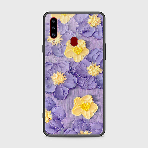 Samsung Galaxy A20s Cover - Floral Series - Design 8 - Pink & Yellow - HQ Ultra Shine Premium Infinity Glass Soft Silicon Borders Case