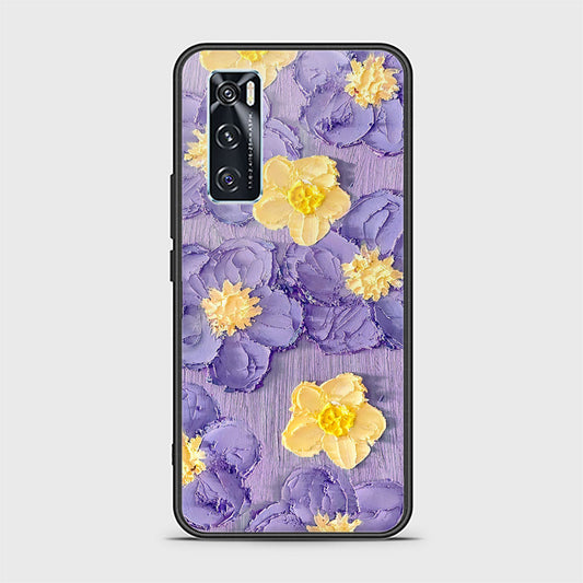 Vivo V20 SE Cover - Floral Series - Design 8 - Pink & Yellow - HQ Ultra Shine Premium Infinity Glass Soft Silicon Borders Case