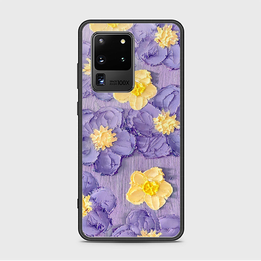 Samsung Galaxy S20 Ultra Cover - Floral Series - Design 8 - Pink & Yellow - HQ Ultra Shine Premium Infinity Glass Soft Silicon Borders Case