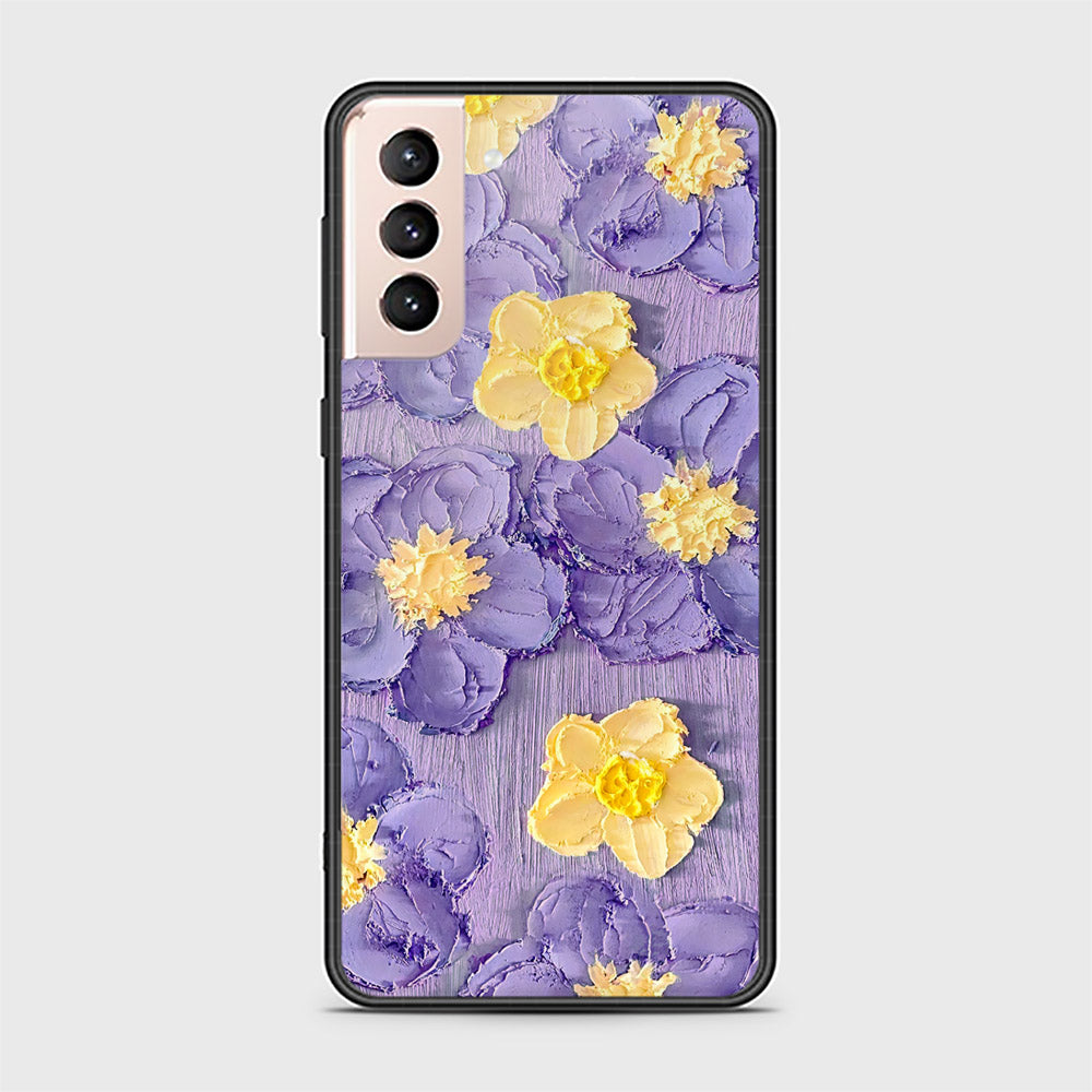 Samsung Galaxy S21 5G Cover - Floral Series - Design 8 - Pink & Yellow - HQ Ultra Shine Premium Infinity Glass Soft Silicon Borders Case