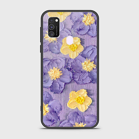 Samsung Galaxy M30s Cover - Floral Series - Design 8 - Pink & Yellow - HQ Ultra Shine Premium Infinity Glass Soft Silicon Borders Case