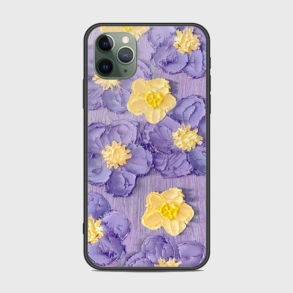 iPhone 11 Pro Cover - Floral Series - Design 8 - Pink & Yellow - HQ Ultra Shine Premium Infinity Glass Soft Silicon Borders Case