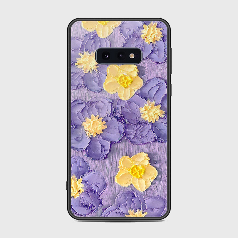 Samsung Galaxy S10e Cover - Floral Series - Design 8 - Pink & Yellow - HQ Ultra Shine Premium Infinity Glass Soft Silicon Borders Case