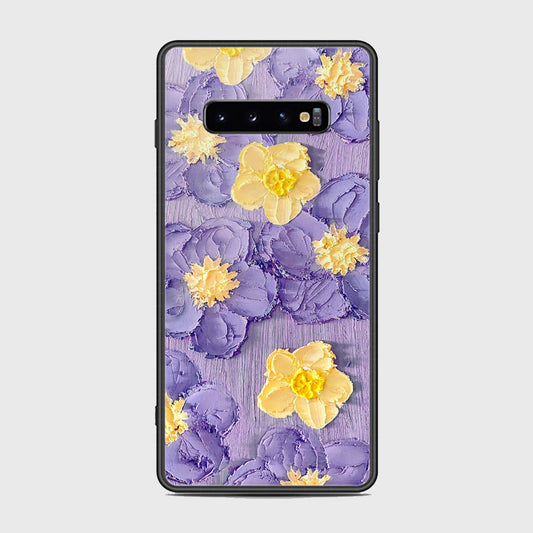 Samsung Galaxy S10 Plus Cover - Floral Series - Design 8 - Pink & Yellow - HQ Ultra Shine Premium Infinity Glass Soft Silicon Borders Case