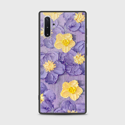 Samsung Galaxy Note 10 Plus Cover - Floral Series - Design 8 - Pink & Yellow - HQ Ultra Shine Premium Infinity Glass Soft Silicon Borders Case