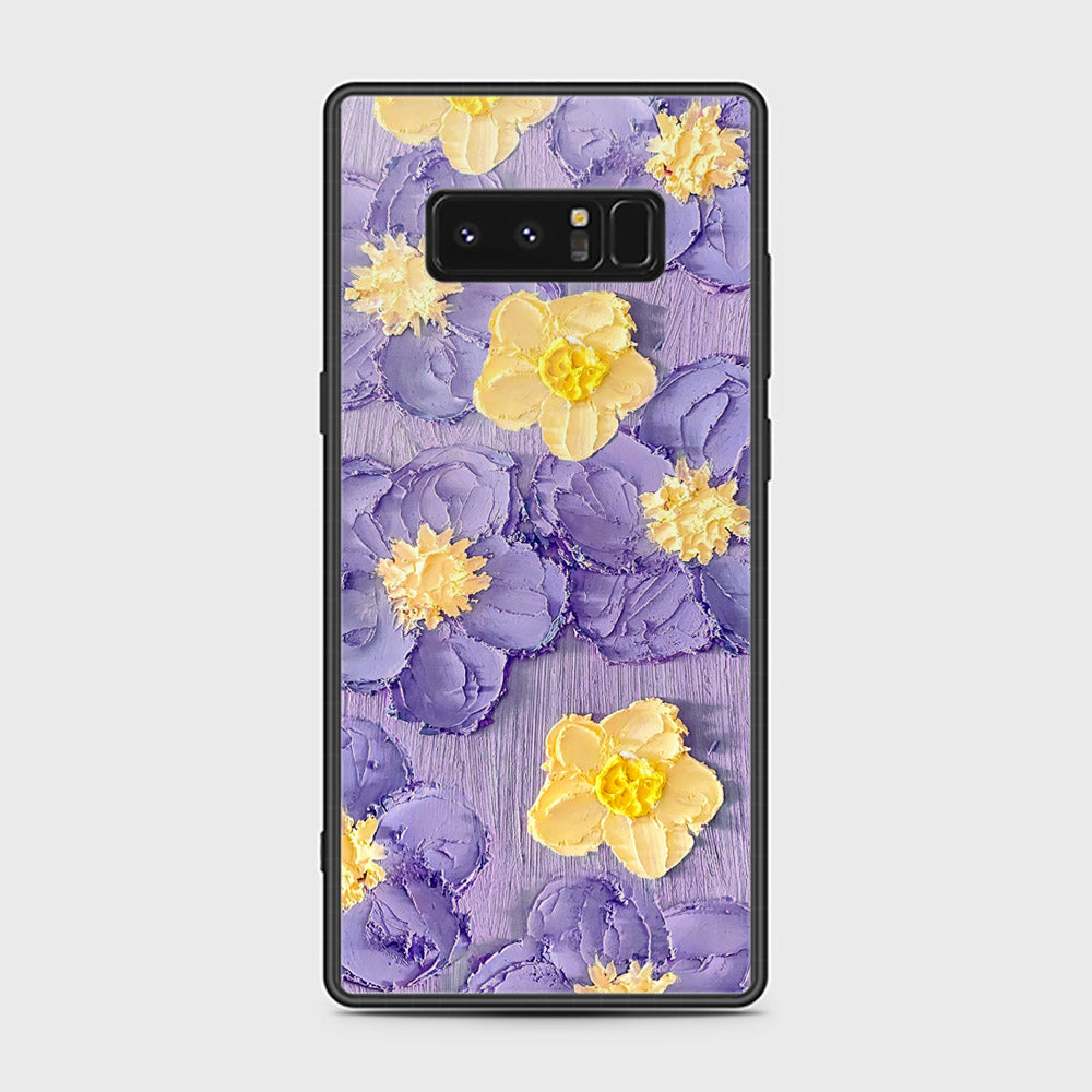 Samsung Galaxy Note 8 Cover - Floral Series - Design 8 - Pink & Yellow - HQ Ultra Shine Premium Infinity Glass Soft Silicon Borders Case