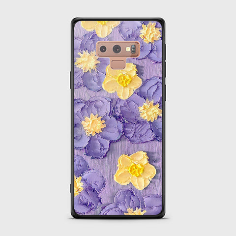 Samsung Galaxy Note 9 Cover - Floral Series - Design 8 - Pink & Yellow - HQ Ultra Shine Premium Infinity Glass Soft Silicon Borders Case