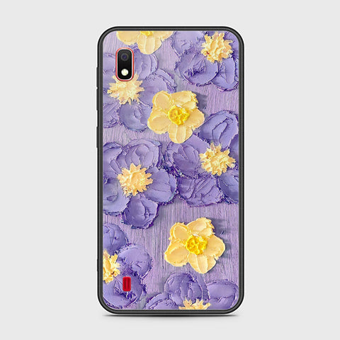 Samsung Galaxy A10 Cover - Floral Series - Design 8 - Pink & Yellow - HQ Ultra Shine Premium Infinity Glass Soft Silicon Borders Case