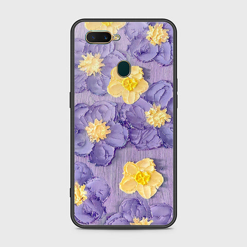 Oppo A7 Cover - Floral Series - Design 8 - Pink & Yellow - HQ Ultra Shine Premium Infinity Glass Soft Silicon Borders Case