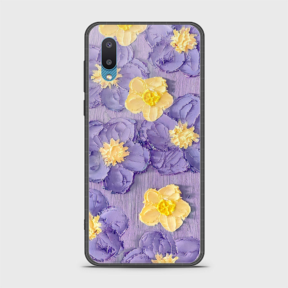 Samsung Galaxy A02 Cover - Floral Series - Design 8 - Pink & Yellow - HQ Ultra Shine Premium Infinity Glass Soft Silicon Borders Case