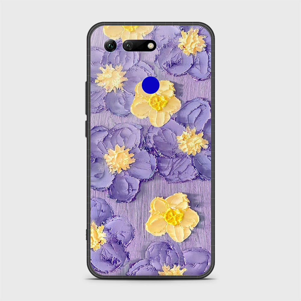 Huawei Honor View 20 Cover - Floral Series - Design 8 - Pink & Yellow - HQ Ultra Shine Premium Infinity Glass Soft Silicon Borders Case