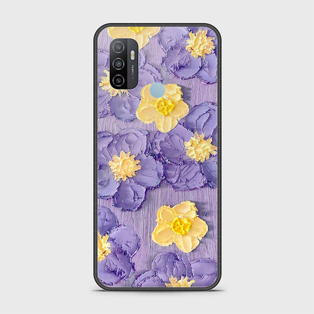 Oppo A53s Cover - Floral Series - Design 8 - Pink & Yellow - HQ Ultra Shine Premium Infinity Glass Soft Silicon Borders Case