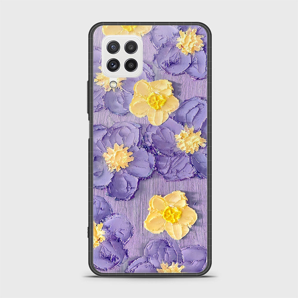 Samsung Galaxy M32 Cover - Floral Series - Design 8 - Pink & Yellow - HQ Ultra Shine Premium Infinity Glass Soft Silicon Borders Case