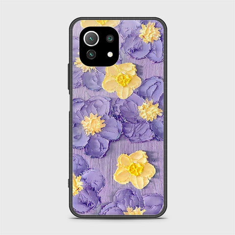 Xiaomi 11 Lite 5G NE Cover - Floral Series - Design 8 - Pink & Yellow - HQ Ultra Shine Premium Infinity Glass Soft Silicon Borders Case