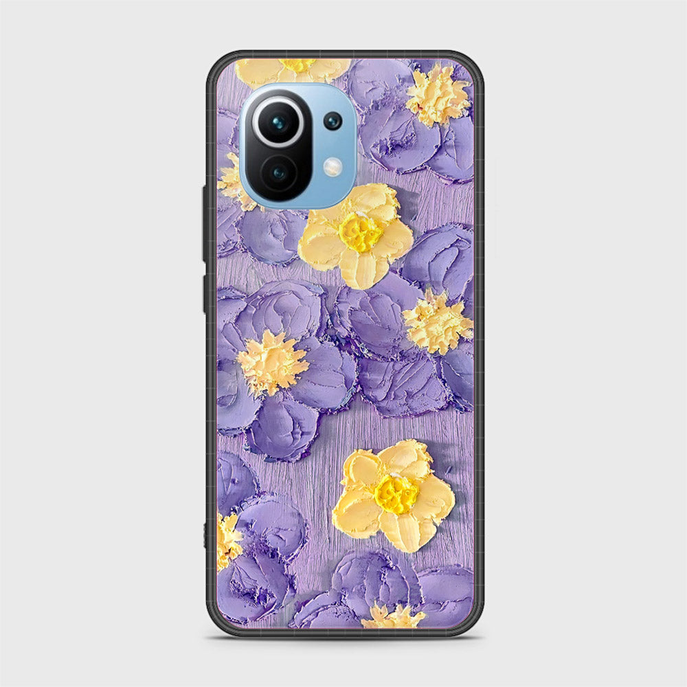 Xiaomi Mi 11 Cover - Floral Series - Design 8 - Pink & Yellow - HQ Ultra Shine Premium Infinity Glass Soft Silicon Borders Case