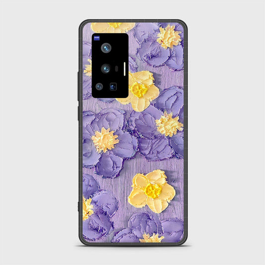 Vivo X70 Pro Cover - Floral Series - Design 8 - Pink & Yellow - HQ Ultra Shine Premium Infinity Glass Soft Silicon Borders Case