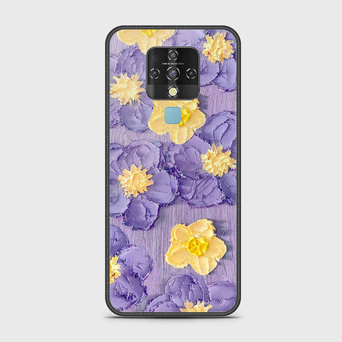 Tecno Camon 16 Cover - Floral Series - Design 8 - Pink & Yellow - HQ Ultra Shine Premium Infinity Glass Soft Silicon Borders Case