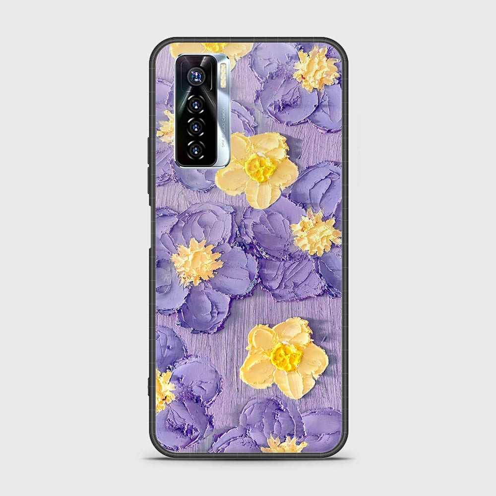 Tecno Camon 17 Pro Cover - Floral Series - Design 8 - Pink & Yellow - HQ Ultra Shine Premium Infinity Glass Soft Silicon Borders Case