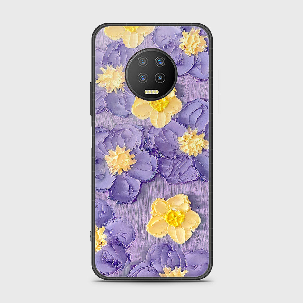 Infinix Note 7 Cover - Floral Series - Design 8 - Pink & Yellow - HQ Ultra Shine Premium Infinity Glass Soft Silicon Borders Case