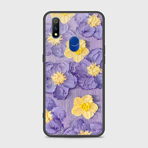 Realme 3 Pro Cover - Floral Series - Design 8 - Pink & Yellow - HQ Ultra Shine Premium Infinity Glass Soft Silicon Borders Case