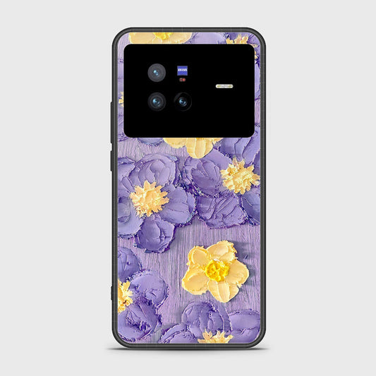 Vivo X80 Cover - Floral Series - Design 8 - Pink & Yellow - HQ Ultra Shine Premium Infinity Glass Soft Silicon Borders Case