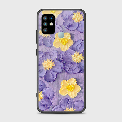 Infinix Hot 10 Cover - Floral Series - Design 8 - Pink & Yellow - HQ Ultra Shine Premium Infinity Glass Soft Silicon Borders Case