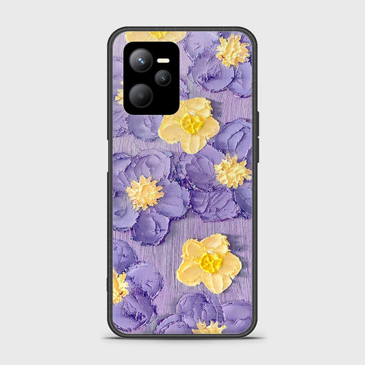 Realme V25 Cover - Floral Series - Design 8 - Pink & Yellow - HQ Ultra Shine Premium Infinity Glass Soft Silicon Borders Case