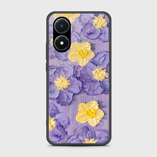 Vivo Y02s Cover - Floral Series - Design 8 - Pink & Yellow - HQ Ultra Shine Premium Infinity Glass Soft Silicon Borders Case