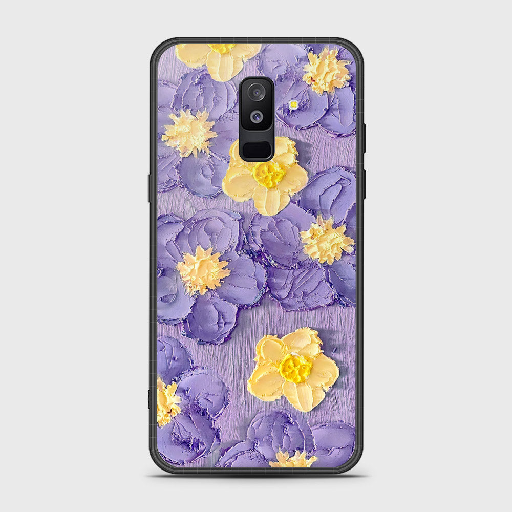 Samsung Galaxy A6 Plus 2018 Cover - Floral Series - Design 8 - Pink & Yellow - HQ Ultra Shine Premium Infinity Glass Soft Silicon Borders Case