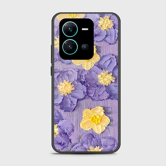 Vivo V25 5G Cover - Floral Series - Design 8 - Pink & Yellow - HQ Ultra Shine Premium Infinity Glass Soft Silicon Borders Case