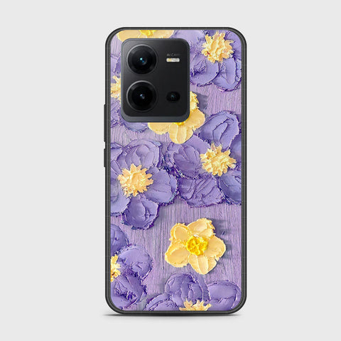 Vivo V25e Cover - Floral Series - Design 8 - Pink & Yellow - HQ Ultra Shine Premium Infinity Glass Soft Silicon Borders Case