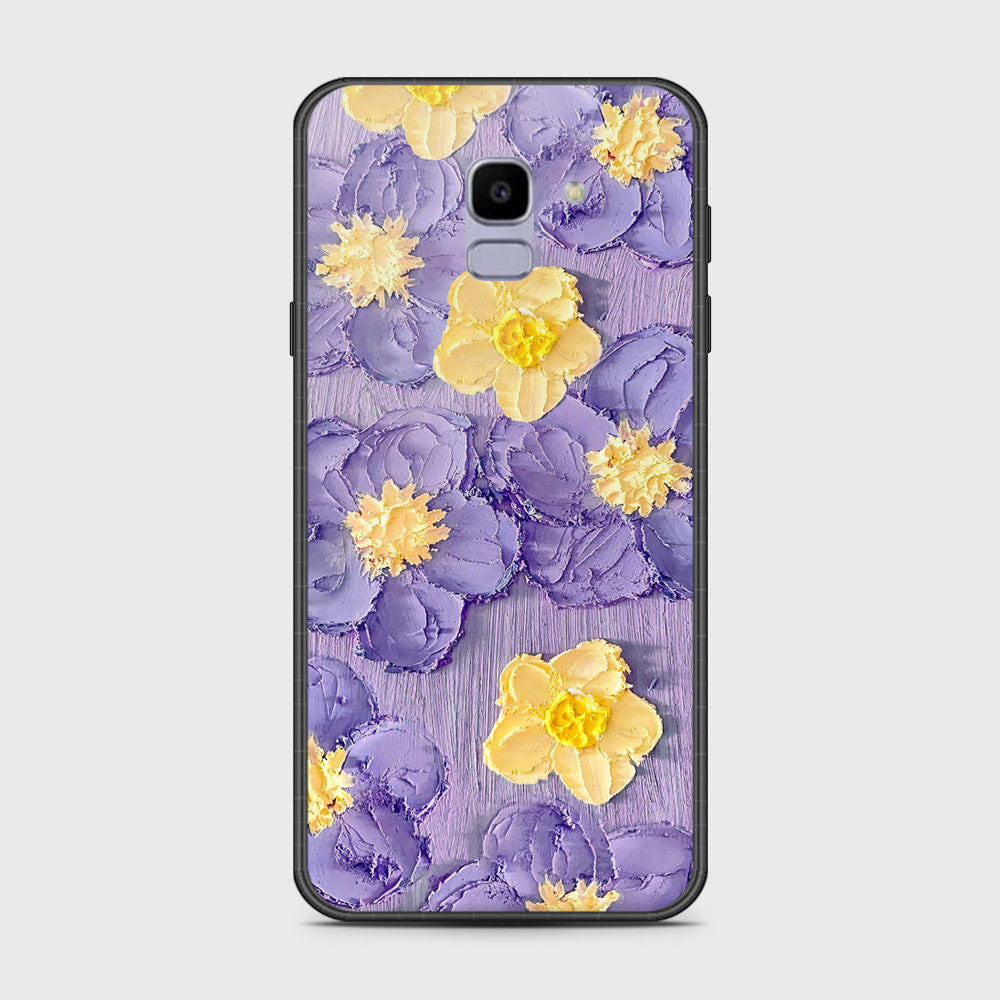 Samsung Galaxy J6 2018 Cover - Floral Series - Design 8 - Pink & Yellow - HQ Ultra Shine Premium Infinity Glass Soft Silicon Borders Case