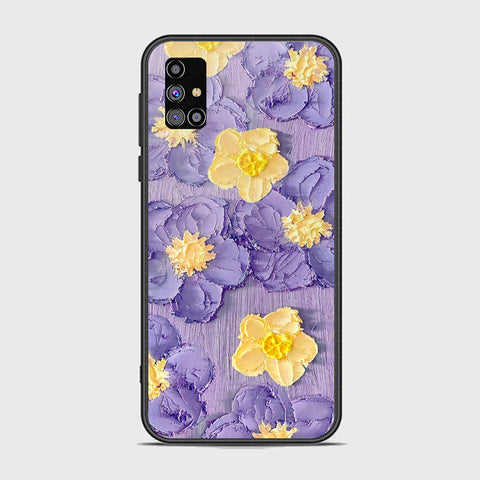 Samsung Galaxy M31s Cover - Floral Series - Design 8 - Pink & Yellow - HQ Ultra Shine Premium Infinity Glass Soft Silicon Borders Case