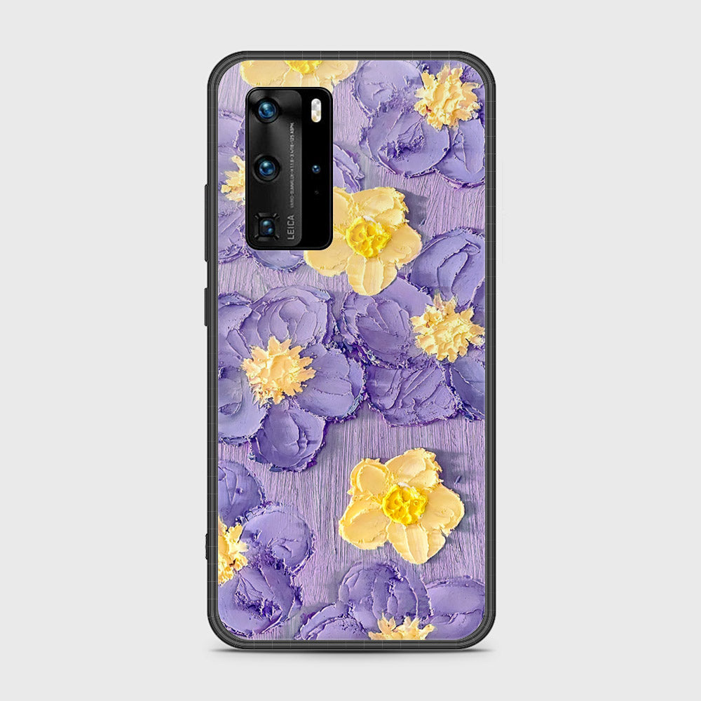 Huawei P40 Pro Cover - Floral Series - Design 8 - Pink & Yellow - HQ Ultra Shine Premium Infinity Glass Soft Silicon Borders Case