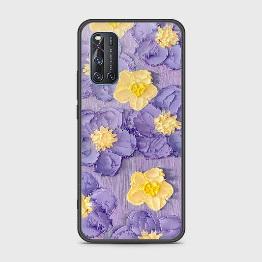 Vivo V19 Cover - Floral Series - Design 8 - Pink & Yellow - HQ Ultra Shine Premium Infinity Glass Soft Silicon Borders Case