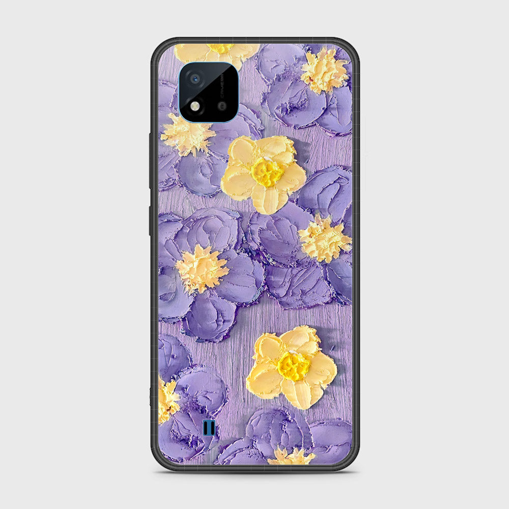 Realme Narzo 50i Cover - Floral Series - Design 8 - Pink & Yellow - HQ Ultra Shine Premium Infinity Glass Soft Silicon Borders Case