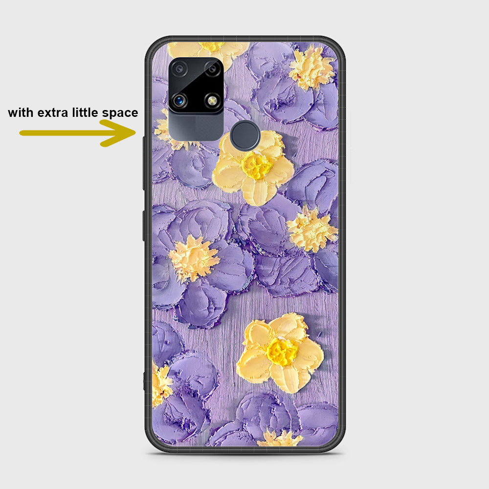 Realme Narzo 30A Cover - Floral Series - Design 8 - Pink & Yellow - HQ Ultra Shine Premium Infinity Glass Soft Silicon Borders Case