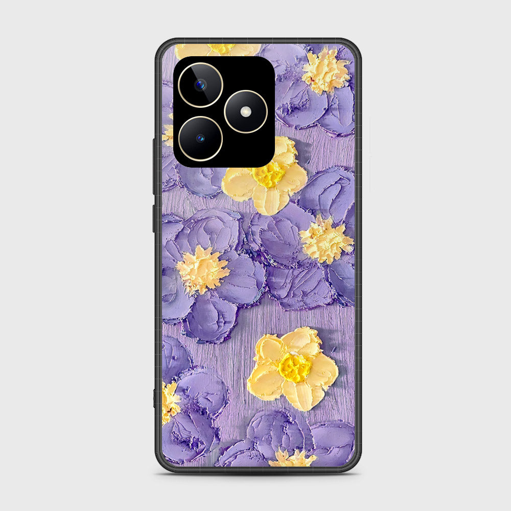 Realme Narzo N53 Cover - Floral Series - Design 8 - Pink & Yellow - HQ Ultra Shine Premium Infinity Glass Soft Silicon Borders Case