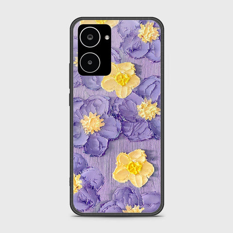 Realme 10 Cover - Floral Series - Design 8 - Pink & Yellow - HQ Ultra Shine Premium Infinity Glass Soft Silicon Borders Case