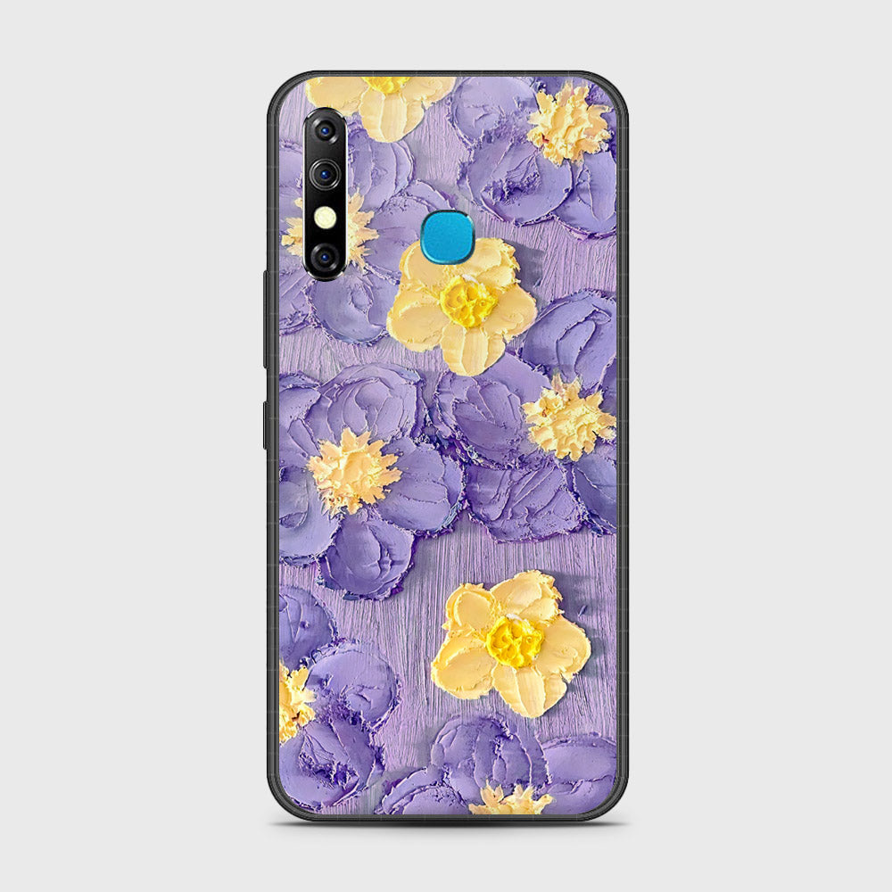 Infinix Hot 8 Cover - Floral Series - Design 8 - Pink & Yellow - HQ Ultra Shine Premium Infinity Glass Soft Silicon Borders Case