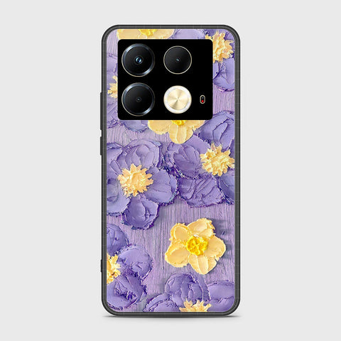 Infinix Note 40 Cover - Floral Series - Design 8 - Pink & Yellow - HQ Ultra Shine Premium Infinity Glass Soft Silicon Borders Case