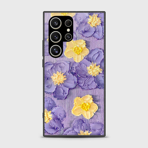 Samsung Galaxy S24 Ultra Cover - Floral Series - Design 8 - Pink & Yellow - HQ Ultra Shine Premium Infinity Glass Soft Silicon Borders Case