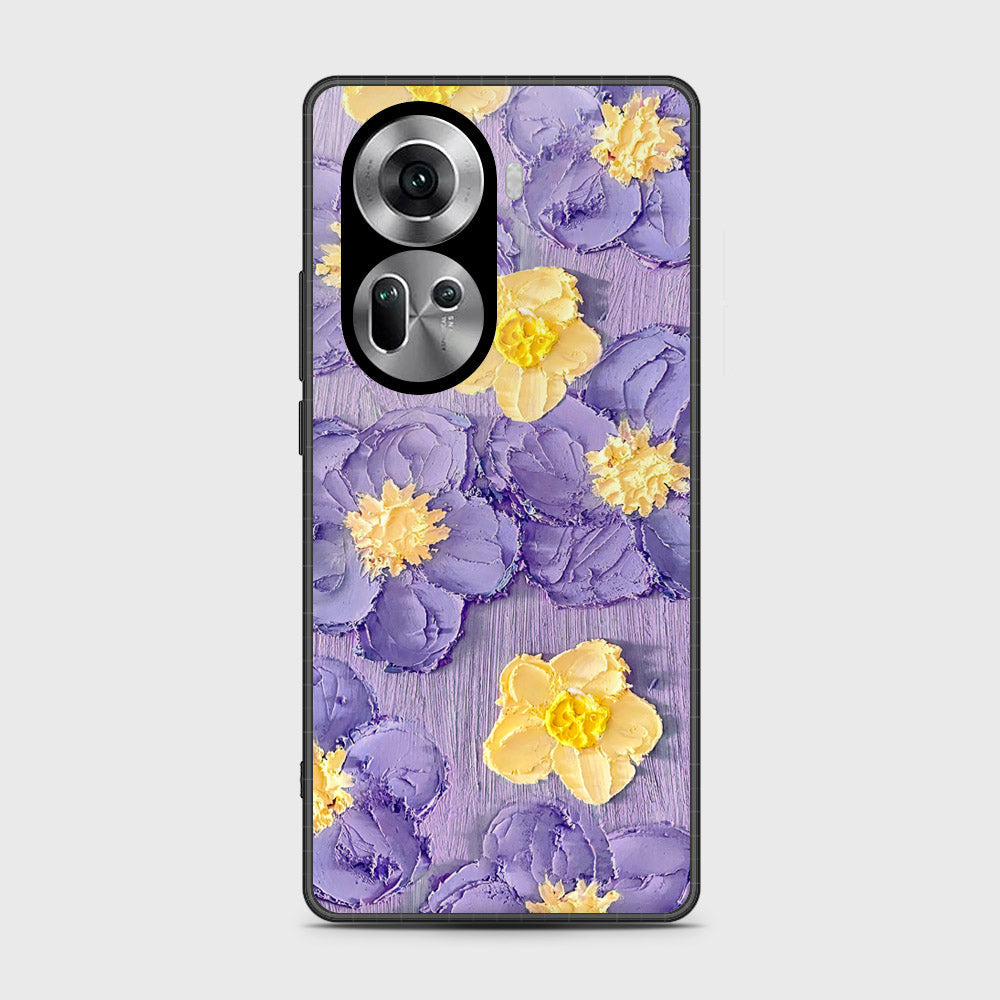 Oppo Reno 11 5G Cover - Floral Series - Design 8 - Pink & Yellow - HQ Ultra Shine Premium Infinity Glass Soft Silicon Borders Case